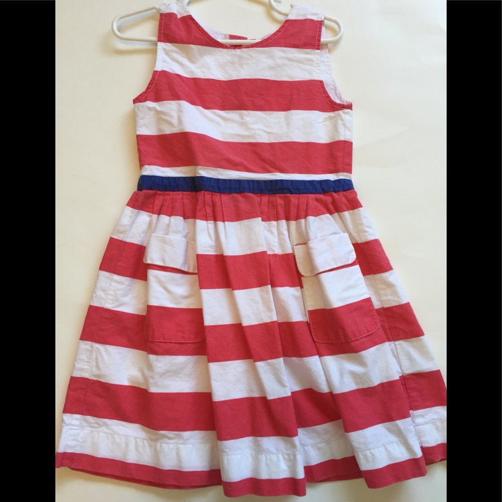 Mini Boden red and white striped dress